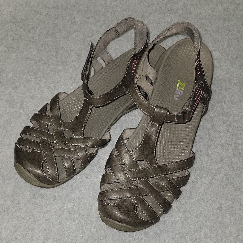 Zibu Sandals Women's Beena Hikin Comfort Stappy  Faux Leather Lace Up